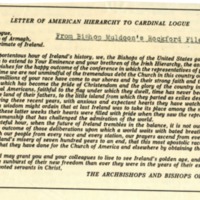 Letter of American Hierarchy to Cardinal Logue