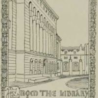 Bookplate of Mullen Library from the Cardinal Yearbook of 1926